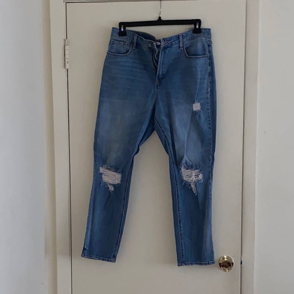 Old Navy Blue Distressed Boyfriend Jeans